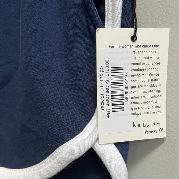 Electric & Rose Track Short in Navy Blue French Terry NEW‎ USA $128 Small - Picture 6 of 9